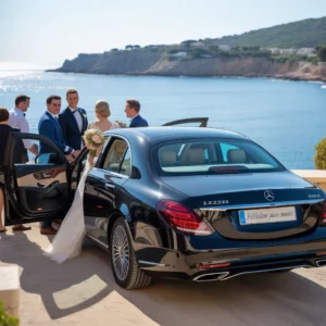 Voiture de transport de mariage de luxe sur la Côte d’Azur, service CabNow Riviera à Mougins 